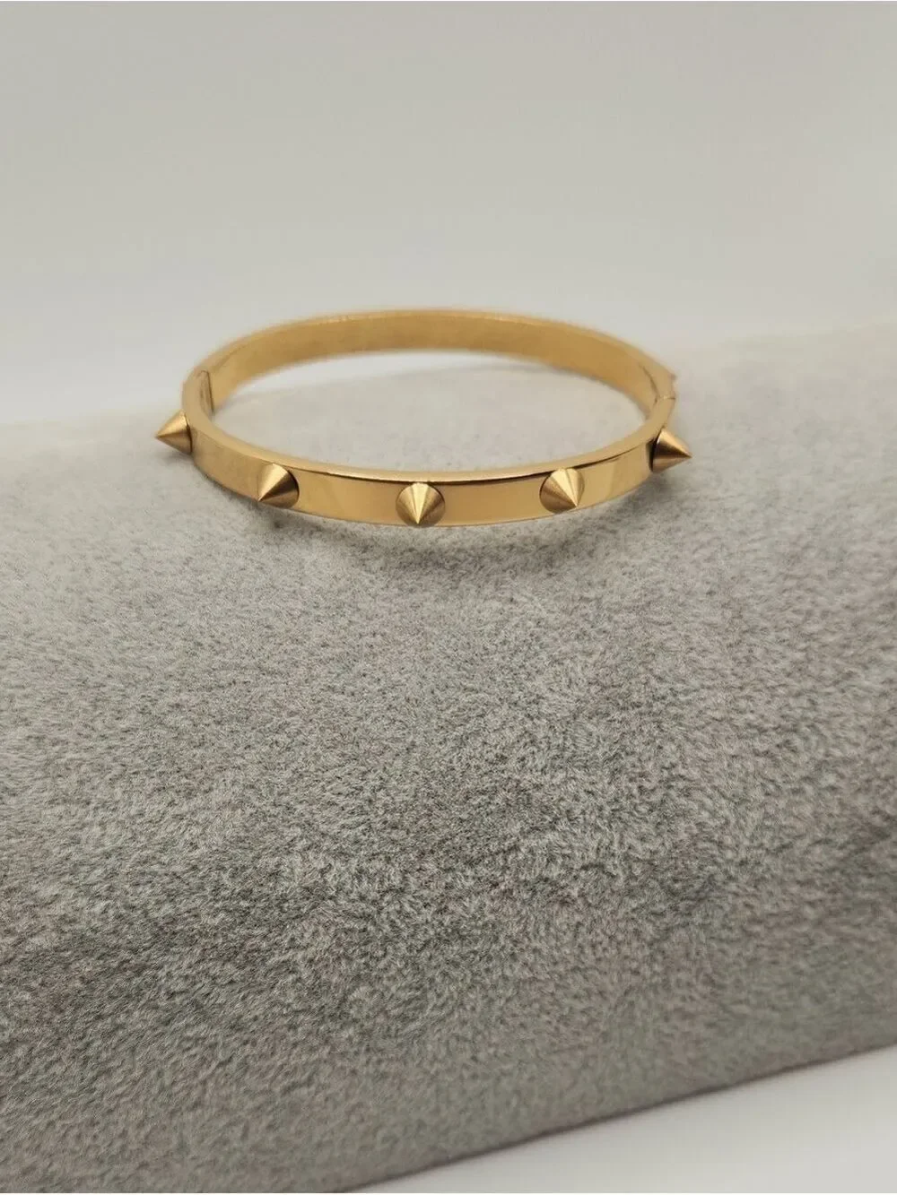 18k Gold Plated Stainless Steel Spike Studded Bangle Bracelet Minimalist Jewelry